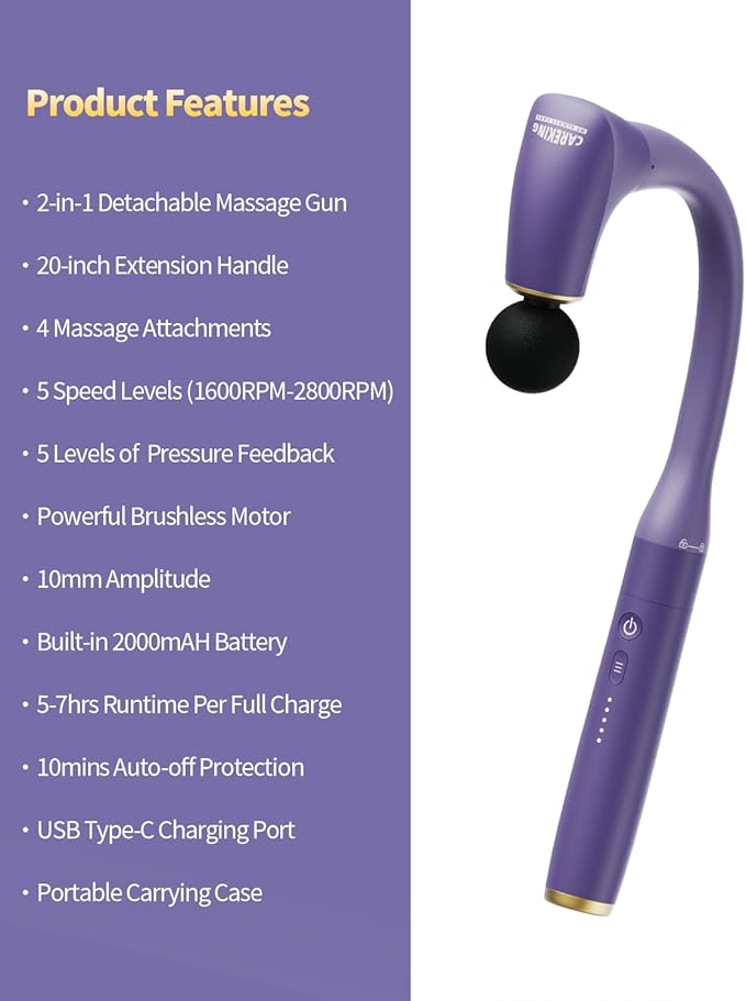CAREKING 2-in-1 Detachable Muscle Massage Gun Deep Tissue - Image 9