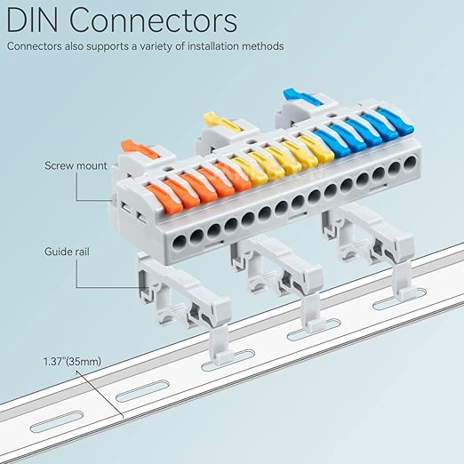 JANDECCN 4pcs DIN Rail Terminal Blocks, DIY Splicing Wire Connectors - Image 3
