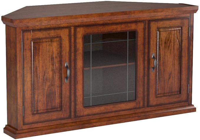 Leick Home 80385 Leaded Glass Three Door Corner TV Stand - Image 6