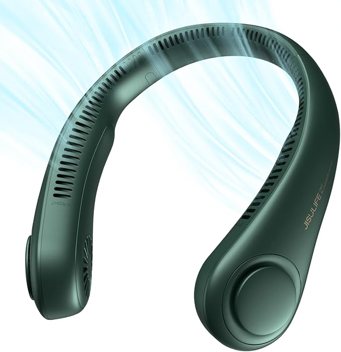 JISULIFE Portable Neck Fan, Hands Free Bladeless Fan, 5 Speeds, 4000 mAh by LivechillStaycool