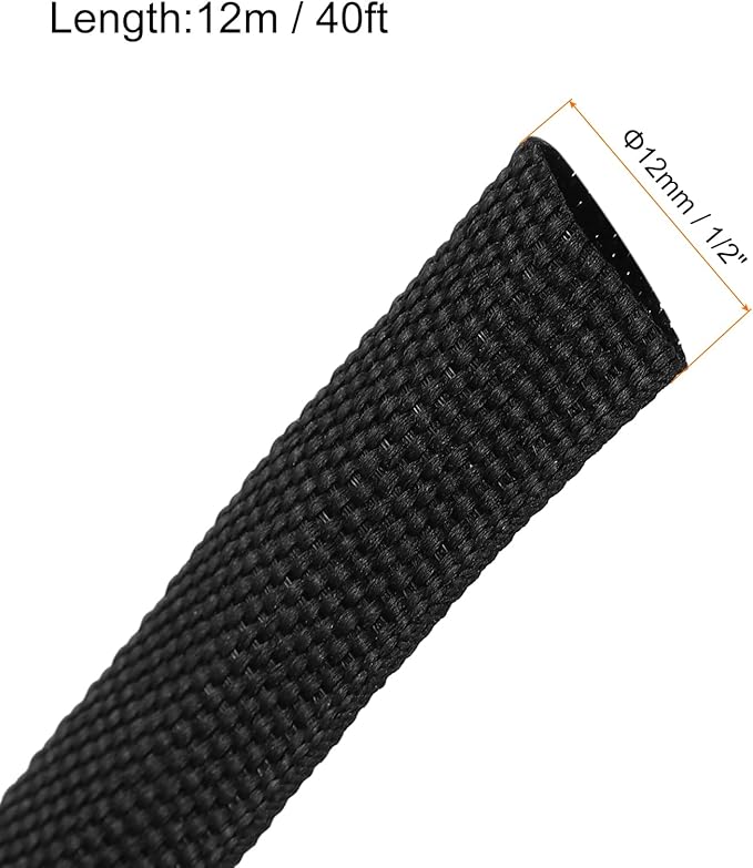 MECCANIXITY Braided Cable Sleeves Heat Shrinkable Fabric Sleeving, 1/2" 40ft - Image 2