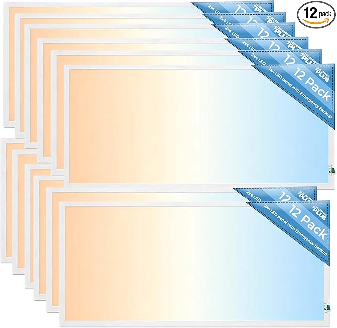 2X4 LED Flat Panel Light with Emergency Battery Backup, 50W 3000K/4000K/5000K by LED+ENERGY+PLUS