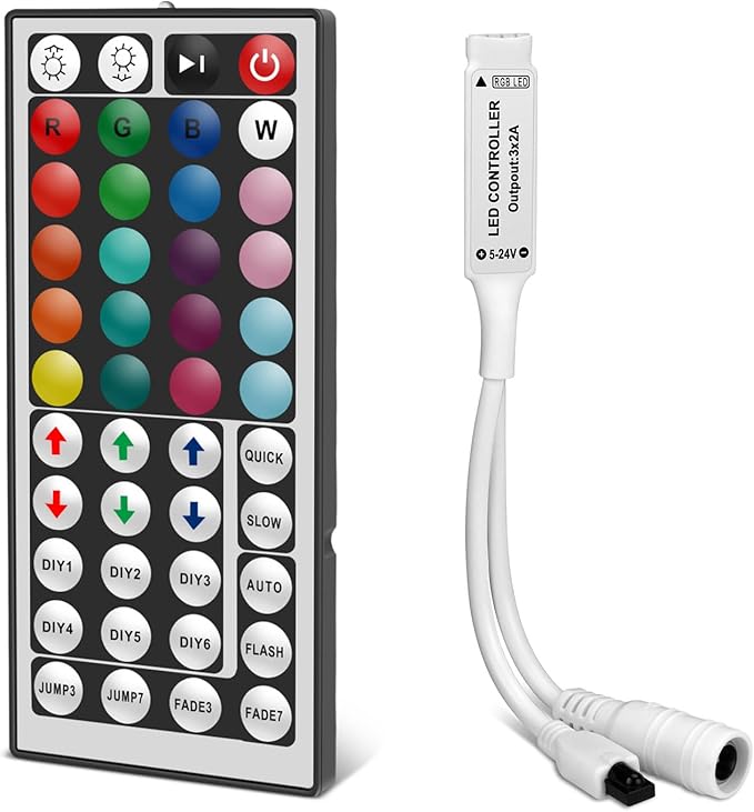 RGBZONE 4-PIN LED Controller, 44-Keys IR Wireless Remote Control, DC 5V/12V/24V by RGBZONE