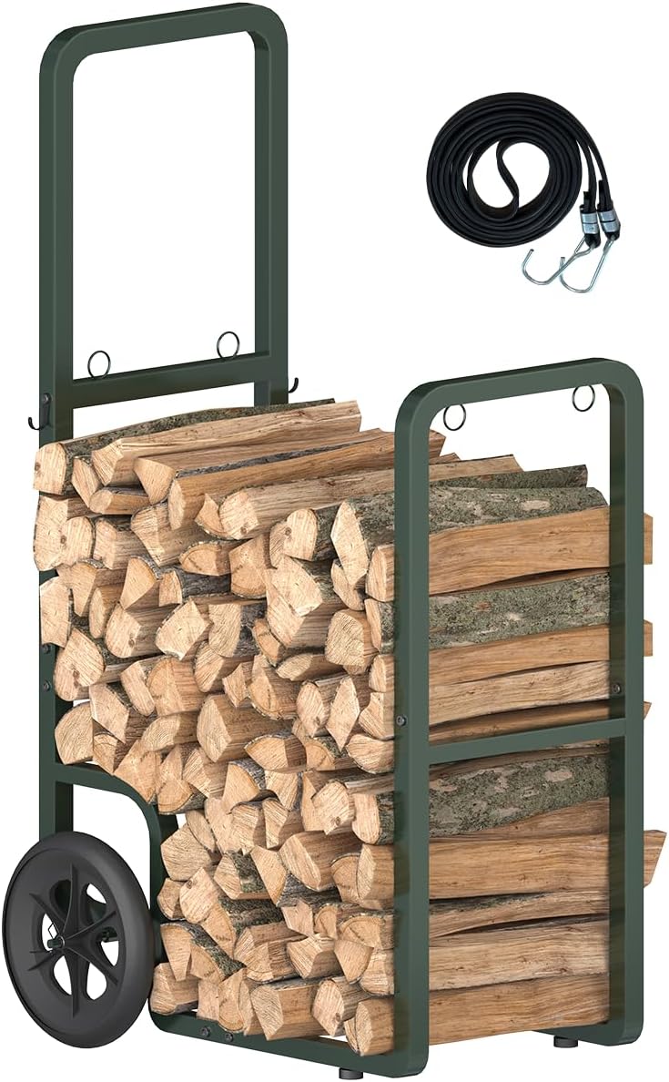 easy-assembly firewood cart, rolling log carrier for outdoor, main product view