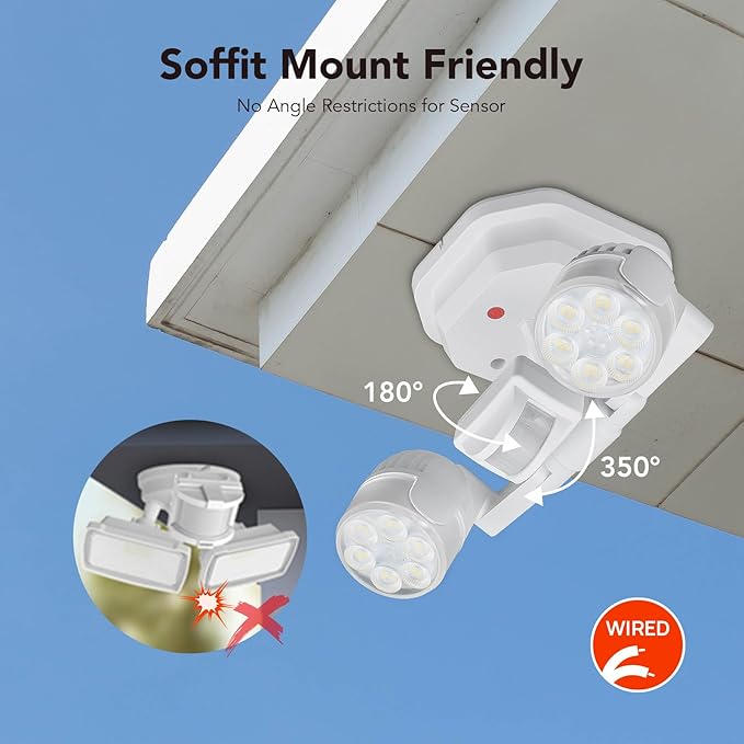 OREiN 2 Pack Motion Sensor Outdoor Lights, 450° Superwide Adjustment Dimmable - Image 6