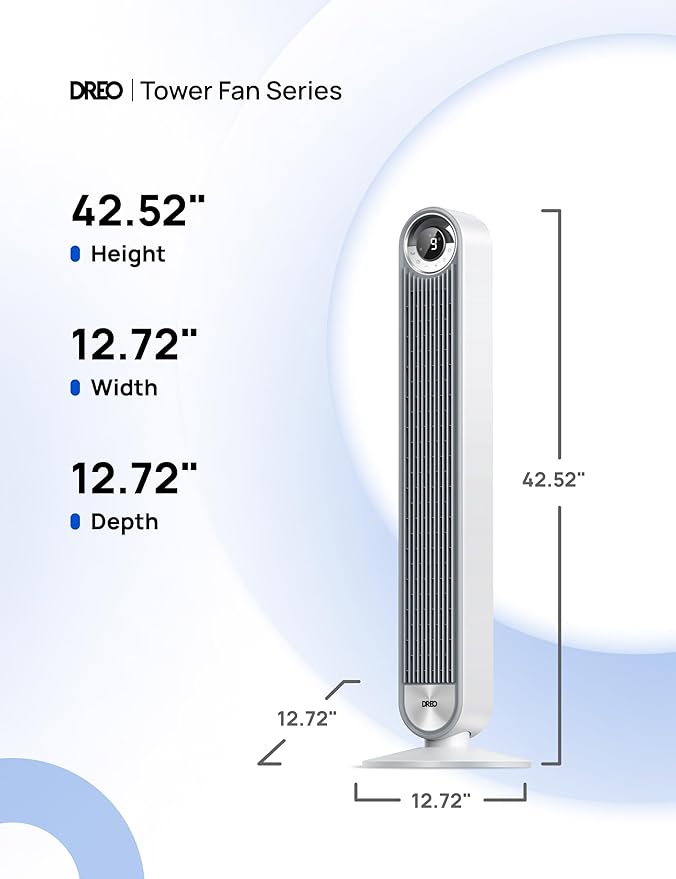 Dreo Tower Fan for Bedroom, Upgrated DC 9 Speeds Ultra-Quiet Floor Fan - Image 7