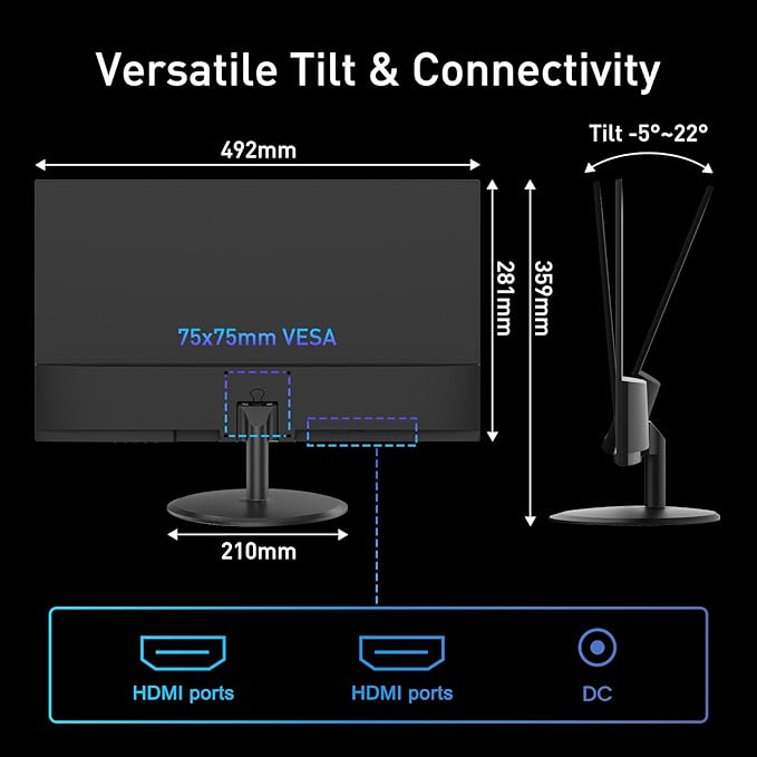 SANSUI 22 Inch 120Hz Monitor, FHD Computer Monitor 4000:1 Contrast Ratio - Image 7