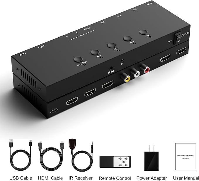Dingsun 3 Way HDMI 2.0+ RCA to 2 Way HDMI Converter - Image 4