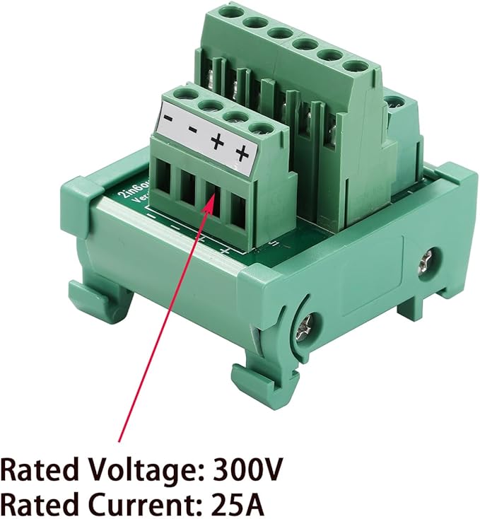 ANMBEST 2 in 6 Out Terminal Blocks Module, 25A DIN Rail and Panel Mounting - Image 2