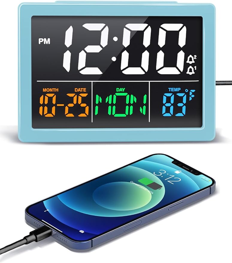 Digital Alarm Clock, with 5.5" Large LED Time Display, Adjustable Alarm Volume by JALL