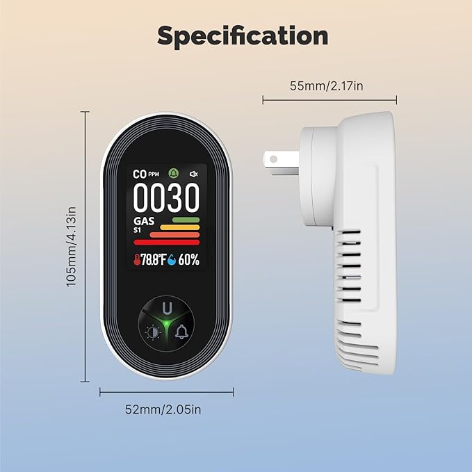 MOES 4-in-1 Carbon Monoxide & Gas Detectors Plug in, - Image 6