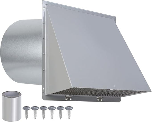 10 Inch Hooded Wall Vent with Screen and Damper, Outdoor Wall Exhaust Vent by JYINCPED