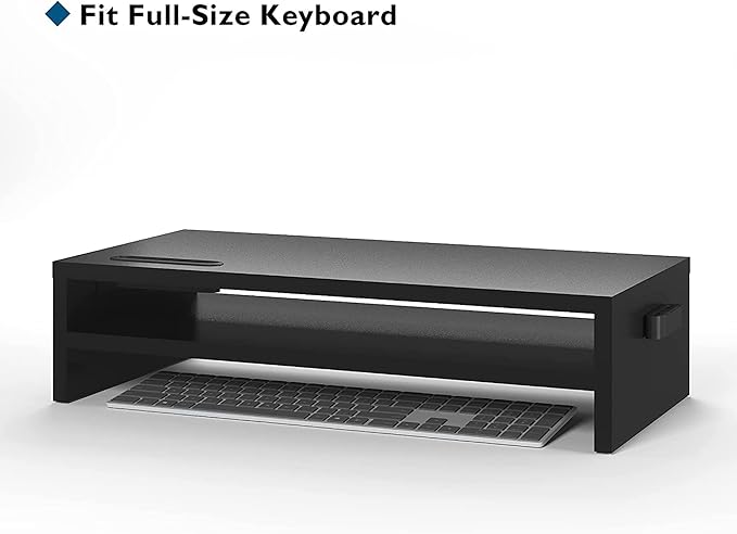 BONTEC Wood Monitor Stand Riser, 2-Tier Desktop Organizer - Image 2