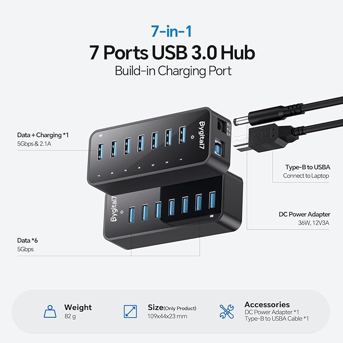 USB 3.0 Hub, 7Ports USB Hub - Image 2