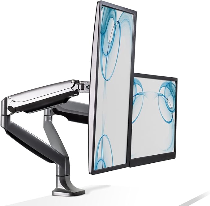 Mount-It! Dual Monitor Arm Mount Desk Stand Two Articulating Gas Spring Height - Image 2