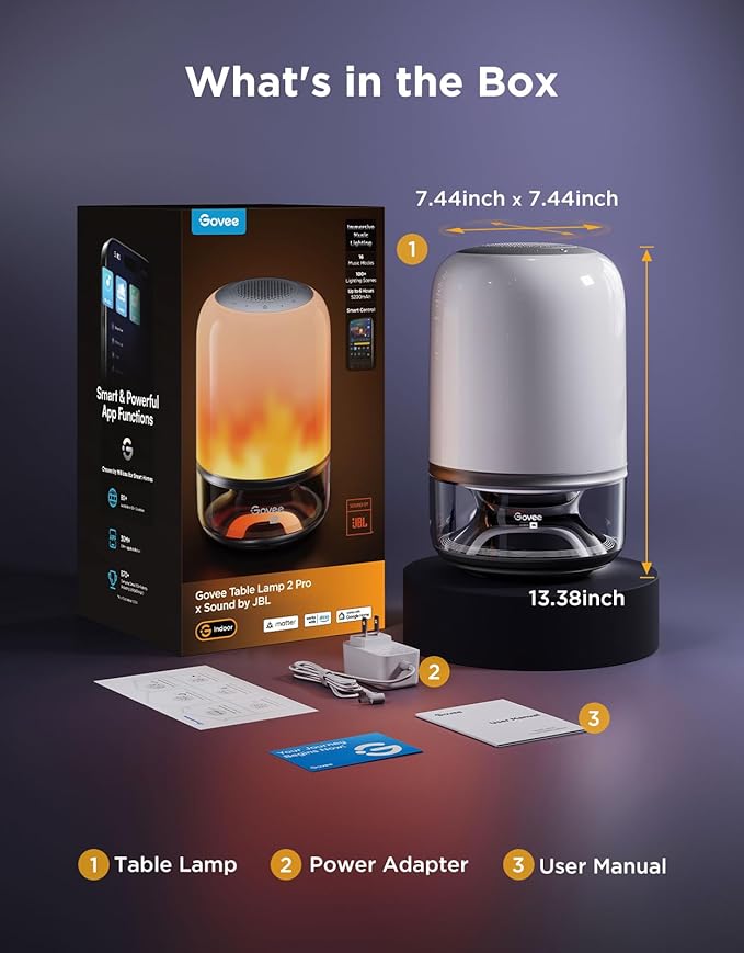 Govee Table Lamp 2 Pro x Sound by JBL, Smart Cordless Table Lamp - Image 9