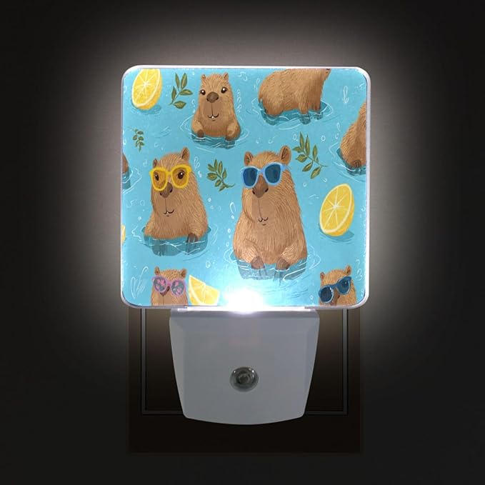 Pigsaly Led Night Light Cute Capybara Lemon Night Light Plug in Wall Lamp Smart - Image 4