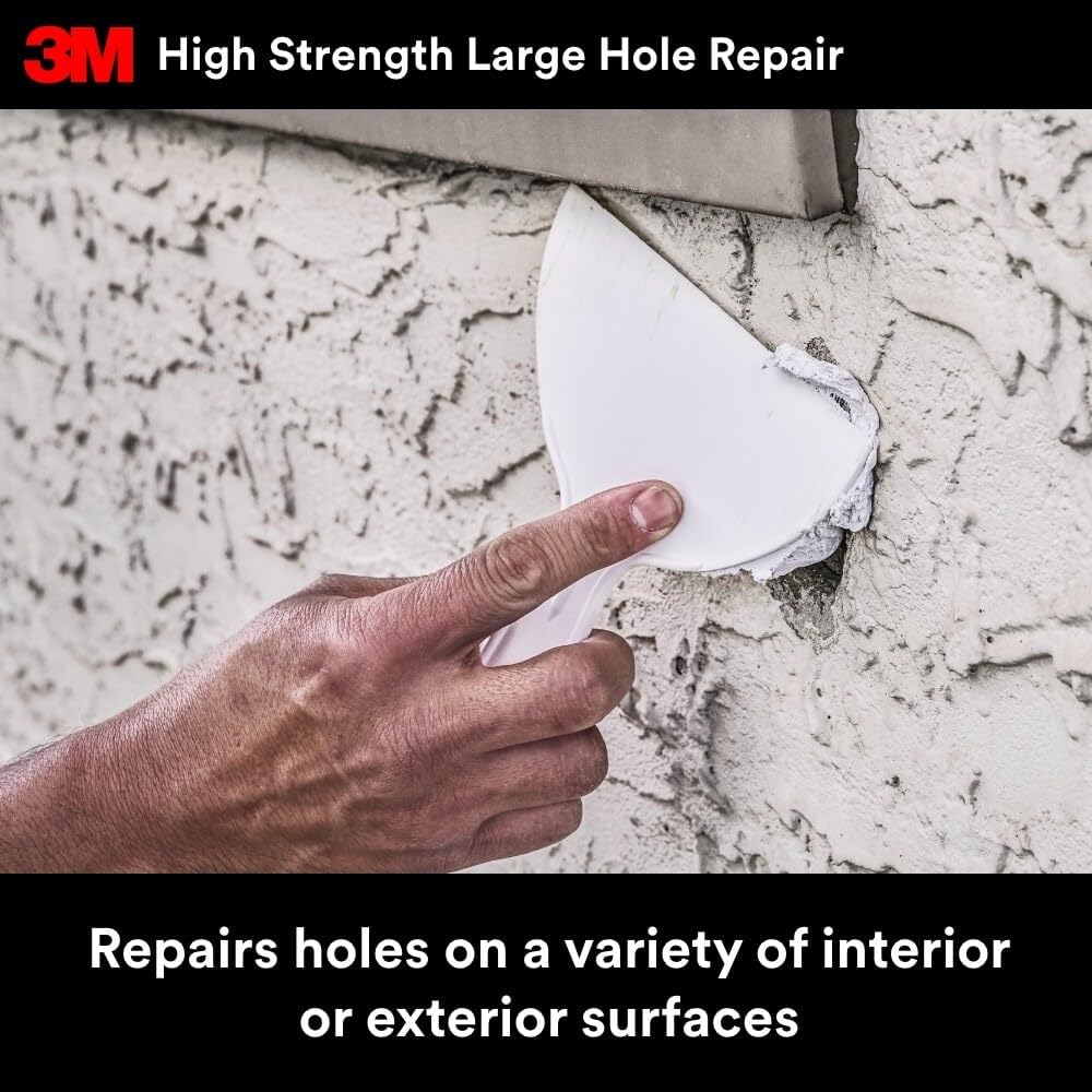 3M High Strength Large Hole Repair, 32 oz | Ideal for Large Hole Repair Cracks and Damaged Surfaces in Drywall, Plaster, Stucco, Concrete & Wood, For Easy Wall Repair