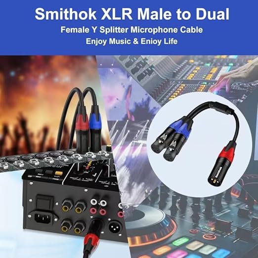 Smithok 2Pack XLR Y Splitter 1 Male to 2 Female Micrphone Cable, 3 Pin XLR 2 - Image 2