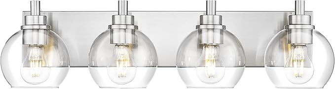 METWET Bathroom Light Fixtures, 4 Light Brushed Nickel Vanity Light, 26 Inch by Metwet