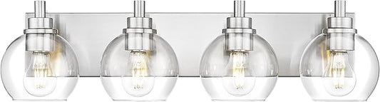METWET Bathroom Light Fixtures, 4 Light Brushed Nickel Vanity Light, 26 Inch by Metwet