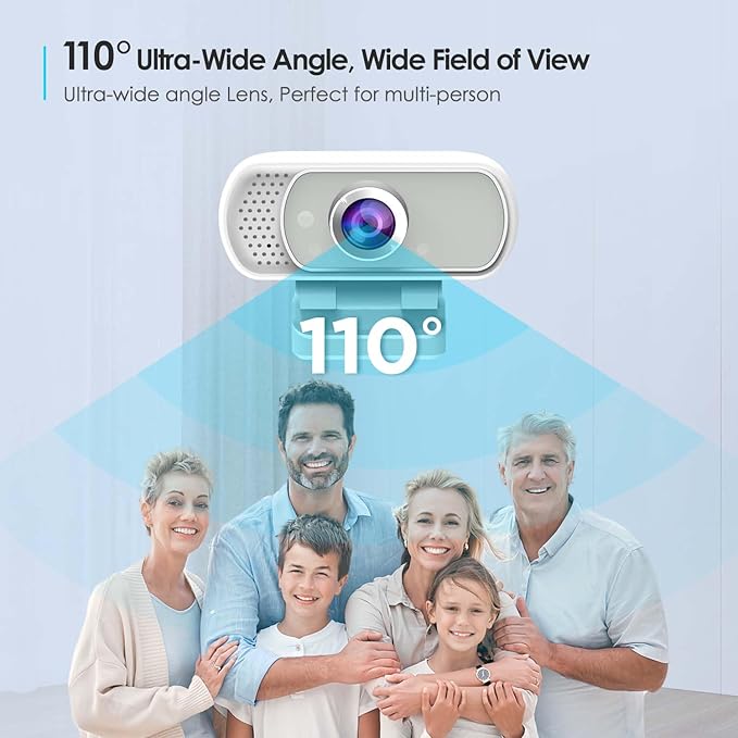 Webcam with Tripod Privacy Shutter: 1080P FHD Web Camera with Mic, Plug & Play - Image 2