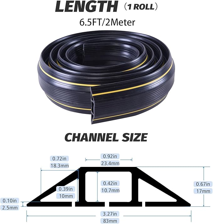 Vilmon 6.5FT Heavy Duty PVC Floor Cable Cover, Floor Cord Cover, Cable - Image 2
