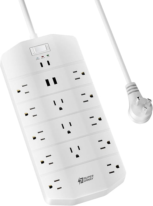 Power Strip, SUPERDANNY 5000 Joules Surge Protector by SUPERDANNY