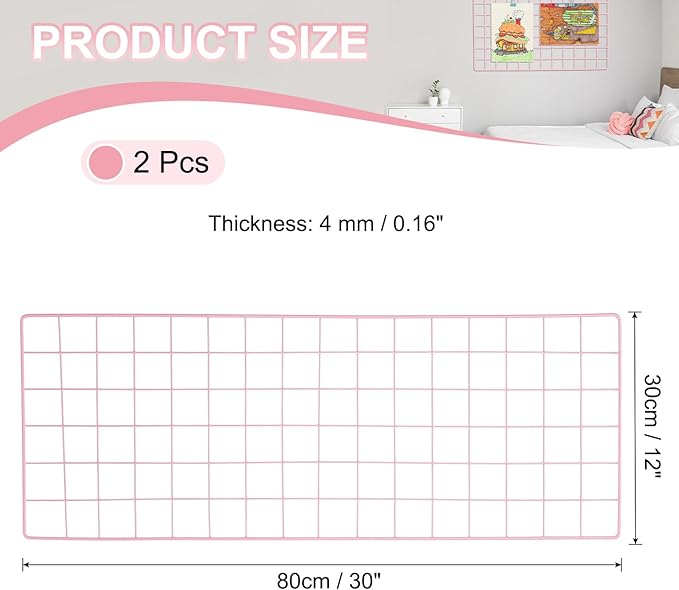 PATIKIL 31.5"x12" Wire Grid Panel, 2 Pack Board Photo Pictures Memo Display - Image 2