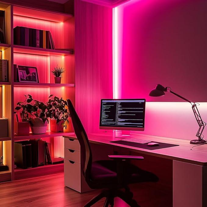 UVTaoYuan Short Led Strip Lights Pink 5V USB LED Lighting COB LED Strip Pink - Image 7