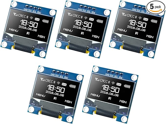 Hosyond 5 Pcs 0.96 Inch OLED I2C IIC Display Module 12864 128x64 Pixel SSD1306 by Hosyond