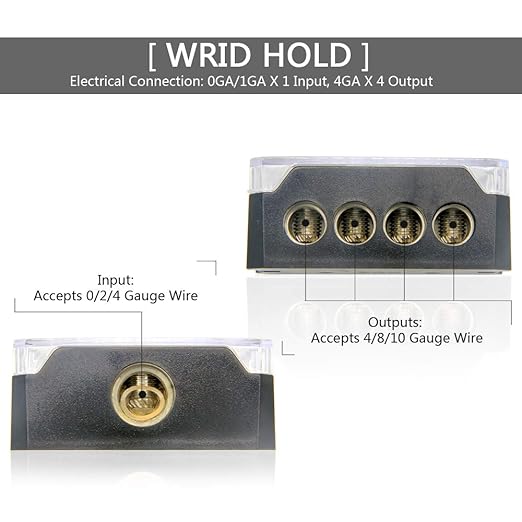 RKURCK 4 Way Power Distribution Block, 0/2/4 AWG Gauge in, 4/8/10 Gauge Out - Image 7