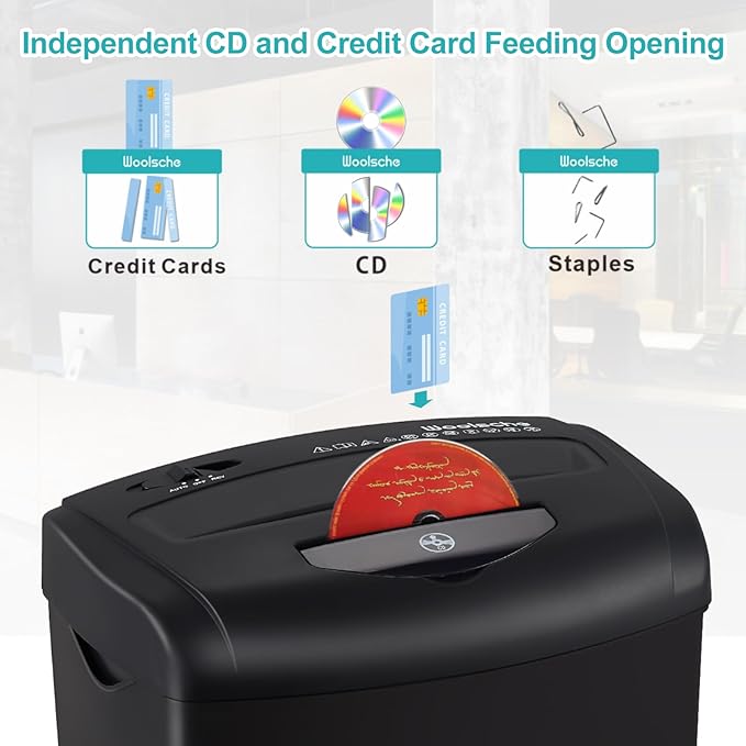 Woolsche 12-Sheet Cross Cut Paper Shredder - Image 3