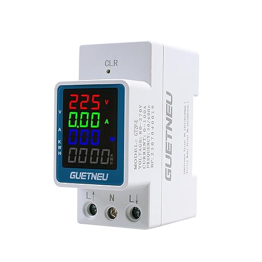 GUETNEU Color Digital Display Energy Meter Multifunction Tester Rail-Mounted by GUETNEU