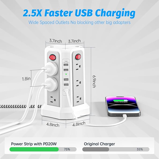 Power Strip Tower Surge Protector - Image 7