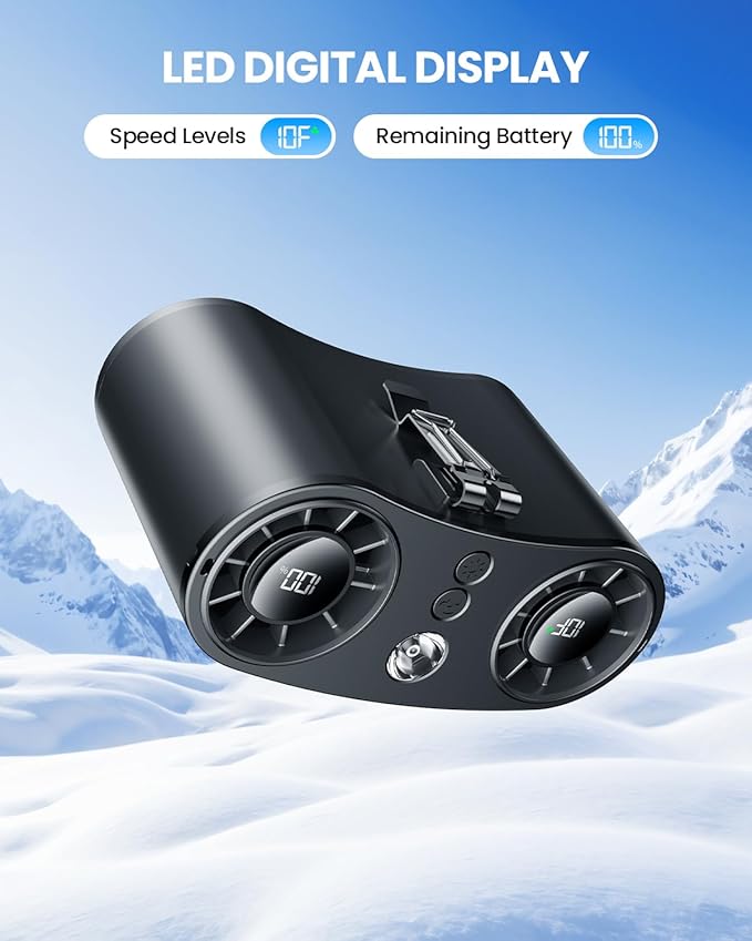 coldSky Portable Waist Fan, Upgraded 10 Speeds Personal Fan Clip On Shirt - Image 7