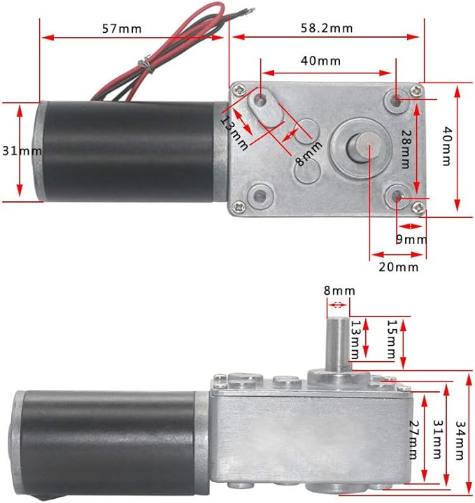 Reversible Gear Motor, DC 24V 8mm Shaft Gear Motor High Torsion Metal - Image 5