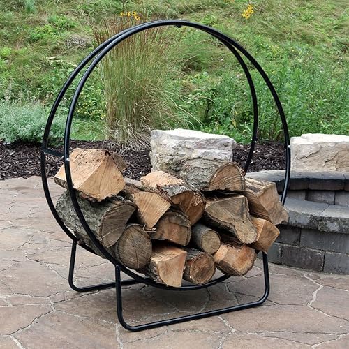 sunnydaze outdoor firewood rack with cover, heavy-duty steel, view 9