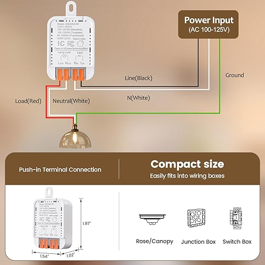 SURAIELEC 3-Way Wireless Remote Control Light Switch & Receiver Kit, 15A RF - Image 3