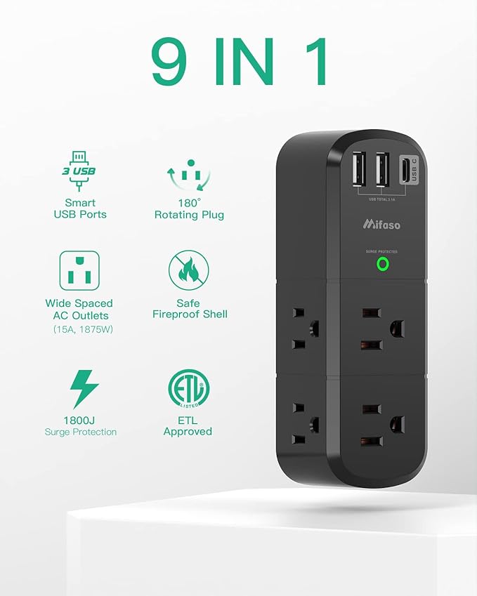 USB Outlet Extender Surge Protector - - Image 7