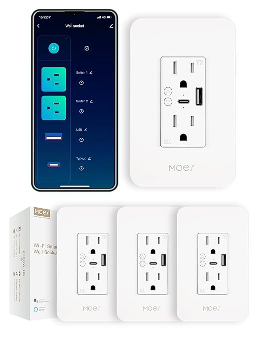 MOES Smart USB Wall Outlet Receptacle by MOES