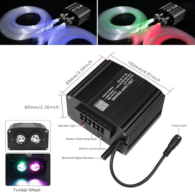 AZIMOM Dual Color 18W Twinkle Fiber Optic Starlight Box - Image 3