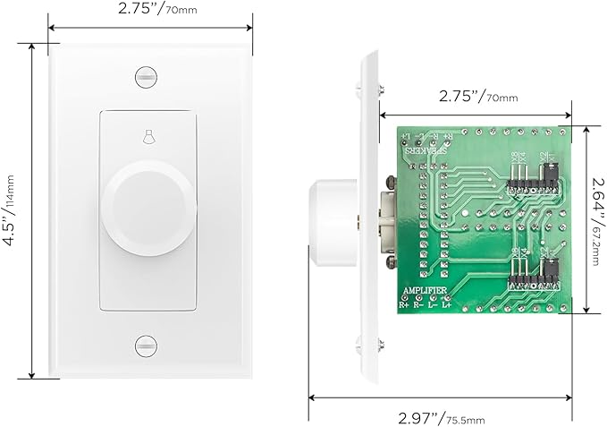 RECOIL VC-R100 100W Impedance Matching Wall Mount Volume Control Knob, Flush - Image 6