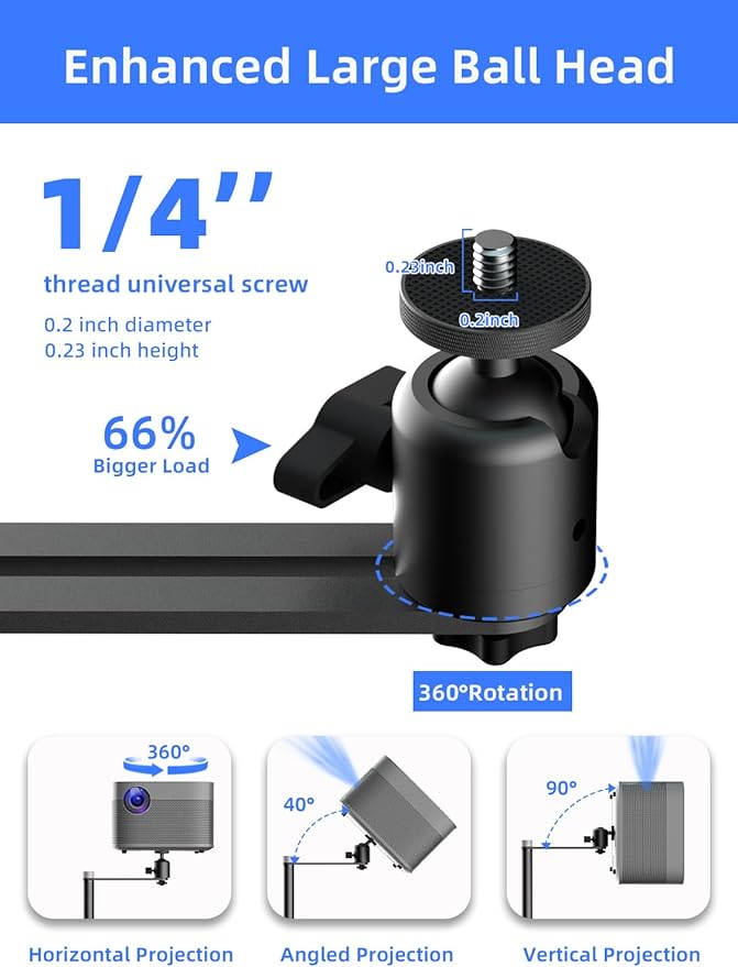 suptek Projector Stand Against Wall Hidden Stand, 360°Swivel, Height Adjustable - Image 4