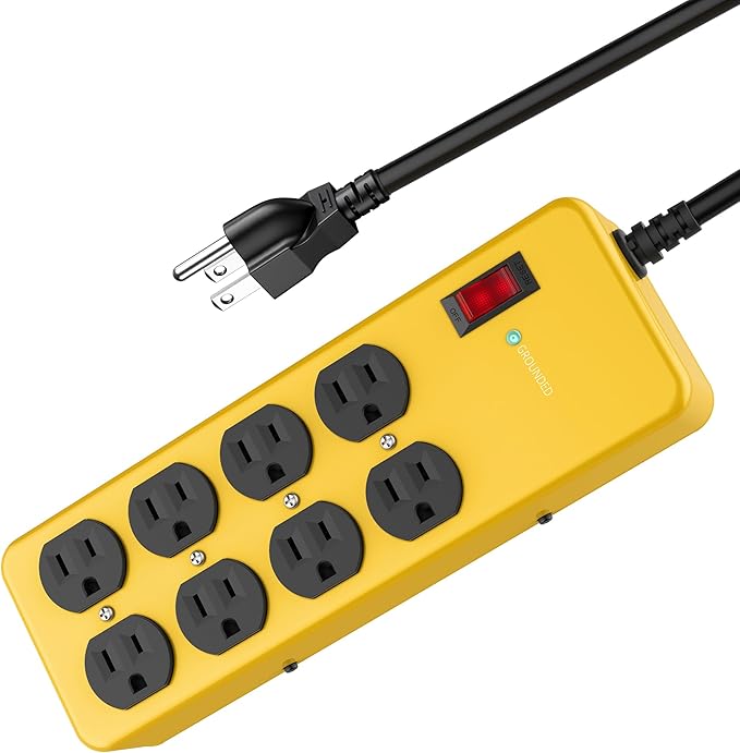 Heavy Duty Power Strip, Industrial Heavy Metal Case Surge Protector, 8 AC by Jgstkcity