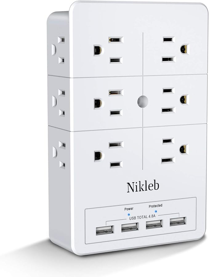 Multi Plug Outlet Surge Protector Nikleb, 12 Electrical Outlets Extender by nikleb