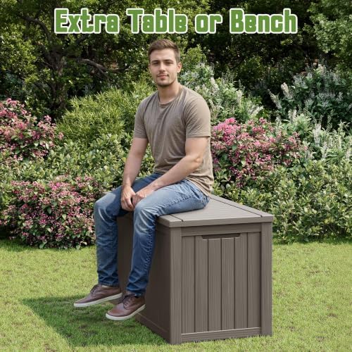 outdoor storage waterproof deck box for patio (150 shown in use