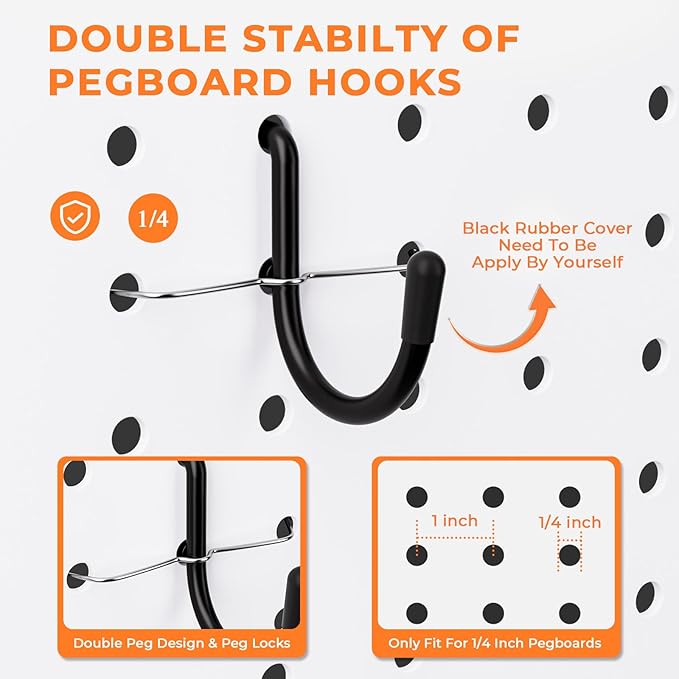 INCLY 220PCS Extra Thick 1/4" Pegboard Accessories Organizer Kit, Heavy Duty - Image 6