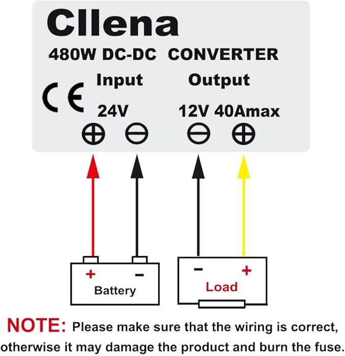 Cllena DC 24V to 12V 40A 480W Buck Transformer Waterproof Step-Down Voltage - Image 7