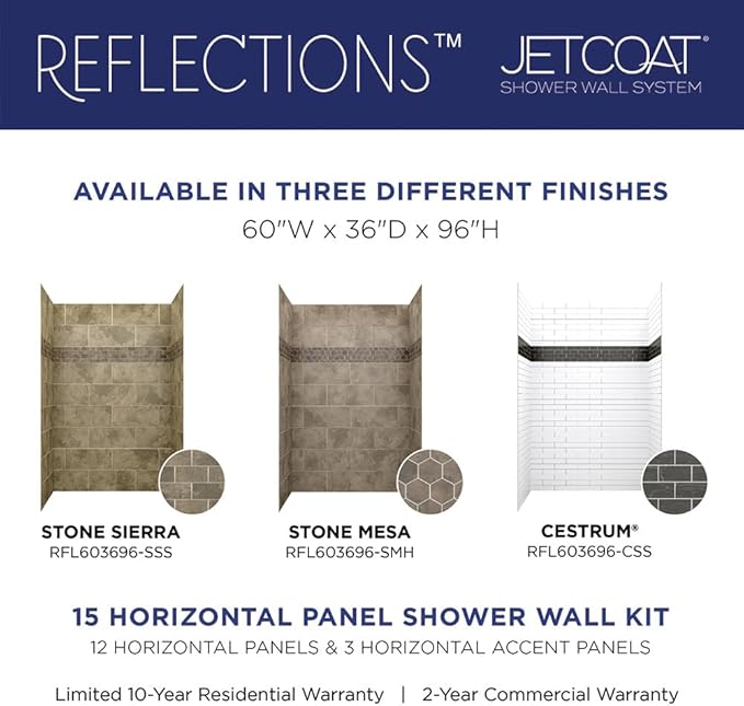 Miseno MSW-603696RFL Readyset 60" X 36" X 96" Fifteen Panel Alcove Shower Wall - Image 2